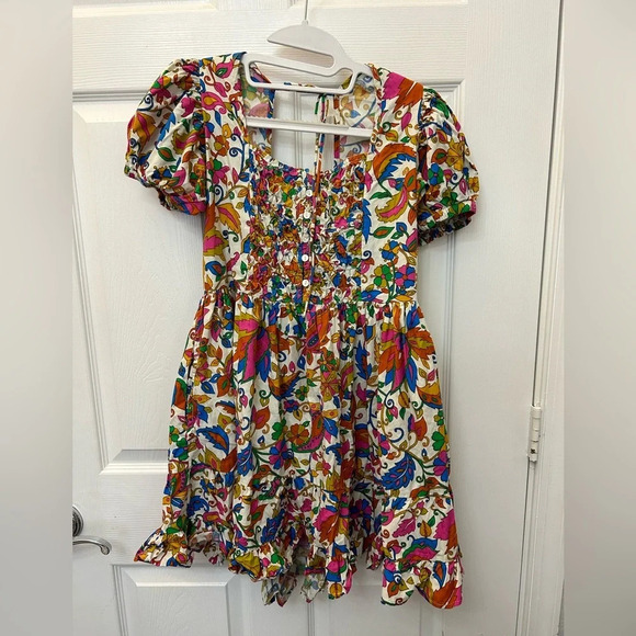 ! HOUSE OF HARLOW  Puff Sleeve Smocked Tiered Ruffle Paisley-Floral small - Picture 3 of 6